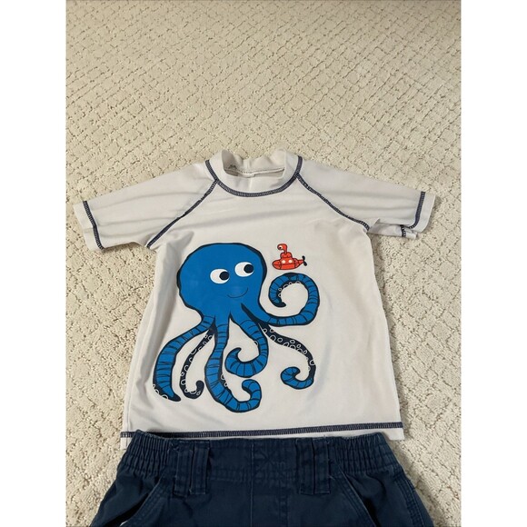 Boys Carter’s T-Shirt(4t) White & Circo Pull-on Shorts(3t) Blue Set - Picture 3 of 15